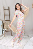 Colorblocked polycotton nightsuit for women, modern design, comfortable pyjamas