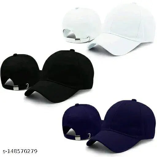 Trending cotton baseball caps, solid color sets of 3 for men, women, girls, boys - modern sports style from India