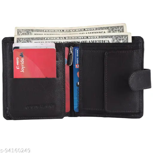 Brown genuine leather men's wallet with 8 card slots, high-quality soft leather, India origin
