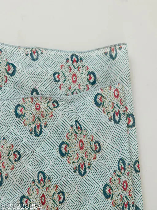Blue and white patterned cotton printed straight kurta palazzo dupatta set