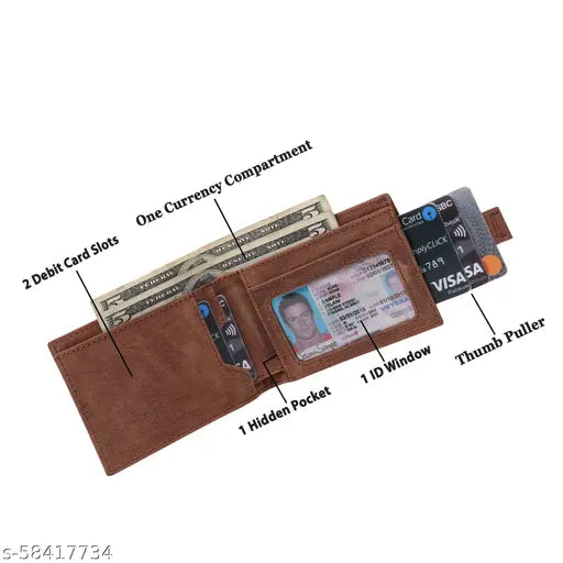 Leather RFID wallet, solid design, free size (12cm x 11cm), Indian origin