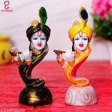 Marble Lord Radha Krishna Statue Set of 2 - Elegant, handcrafted, and vibrant Indian decorative art for home or worship
