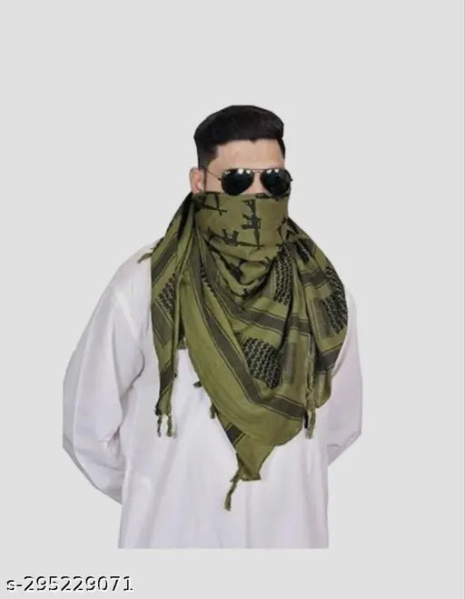 Army Commando camo print cotton scarf for men, long-sleeved k47 gun design, India origin