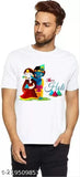 White polyester short sleeve classic print t-shirt, India origin
