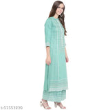Charvi fabulous women's rayon kurta set with palazzos, printed net design for a smart, trendy look