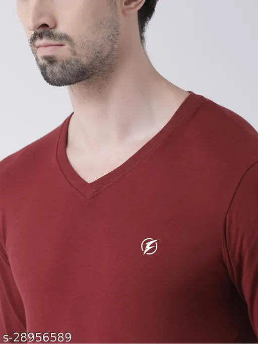 Men's lightweight, breathable, and comfortable long sleeve V-Neck T-shirt in solid cotton color, perfect for summer. Made with a relaxed fit for everyday casual wear. Indian origin