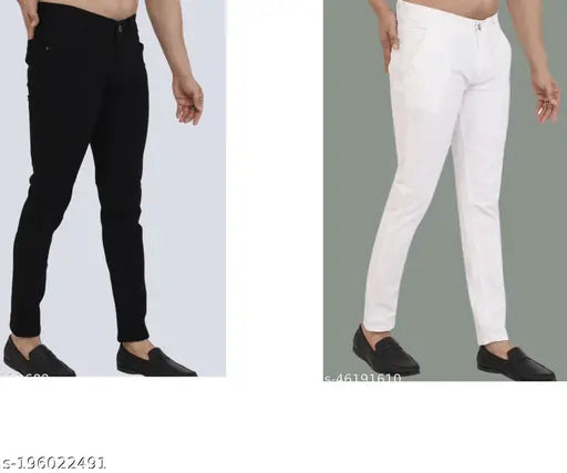 Men's solid denim jeans, pack of 1 (size 28, 30, 32, 34, or 36). Indian-made classic men's fashion jeans on display