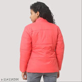 Polyester quilted full-sleeve jacket for girls and women in black, white, maroon, grey, or navy - stylish winter wear