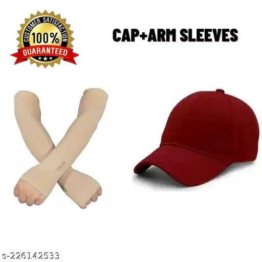 Baseball Cap, Pack of 2, Summer Sports, Cap-Arm Sleeve, UV Protection, Breathable Material, Unisex Fit for Men & Women, Enhance Performance, Reduce Glare, Slimming Design