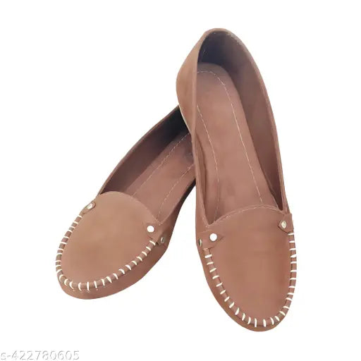 Brown velvet loafers with stitch detail - stylish, comfortable women's footwear from Trypairs on Gillkart