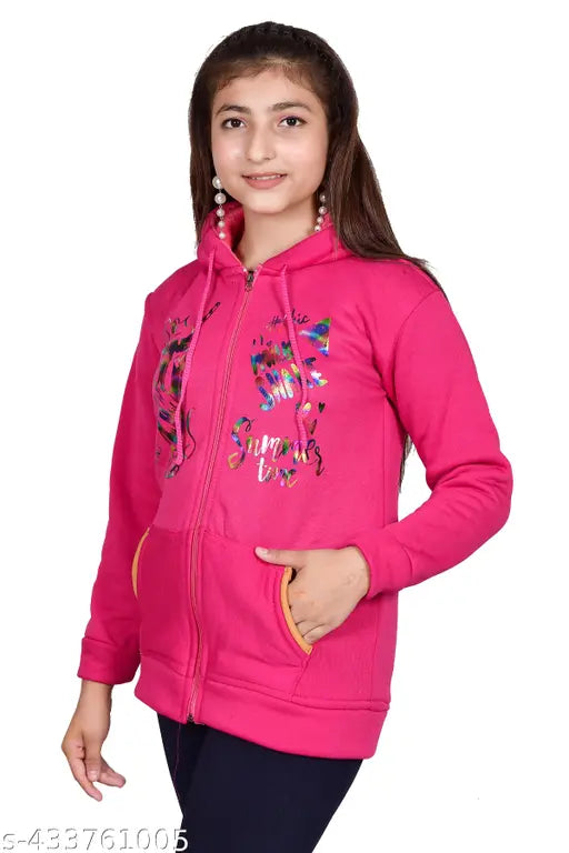 Pink hoodie with a colorful logo on front