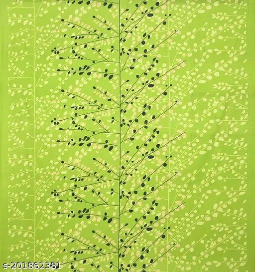 Green cotton Jaipuri double bedsheet with leaf pattern, 2 pillow covers.