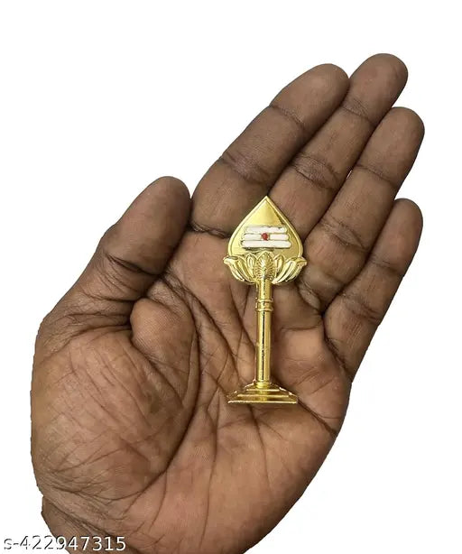 Engraved Lord Skanda Murugan metal figurine (7cm height), suitable for study room, office table, or pooja room. Adhesive tape on bottom for attachment to car dashboard or walls. Indian religious idol, perfect gift for divine occasions like weddings, anniversaries, or festivals