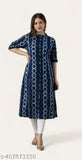 Blue long-sleeve kurta, printed design