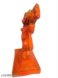 Orange Polyresin Panchmukhi Hanuman Ji Idol, detailed Indian craftsmanship for home, car, or office decor