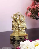 Metal Shiv parivar car dashboard temple idols: Shiv, Parvati, Ganesh figures, 7cm x 12cm, Indian origin