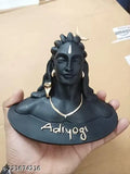 Black resin Adi Shankara statue of Lord Adiyogi Shiva with mala for car dash board, home & office decor
