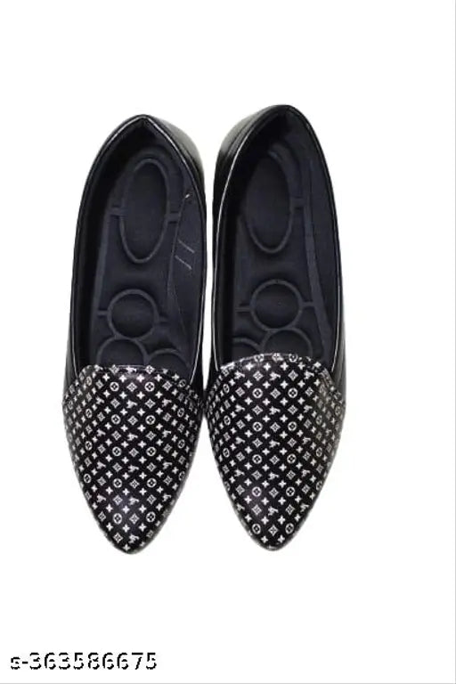 PU printed ballerina shoes, elegant pattern belly BT01 - slip-on women's footwear from India