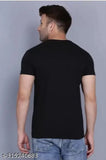 Black cotton blend round neck half sleeve T-shirt for men and boys, ideal for casual wear and everyday style