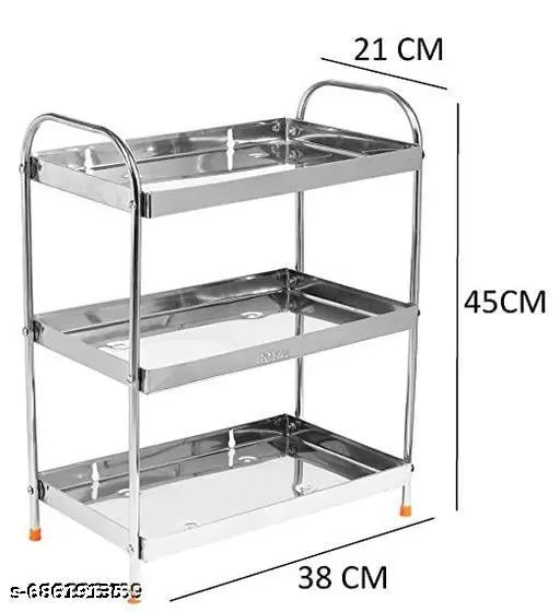 Stainless steel 3-tier kitchen rack with dish drainer, cup & glass storage organizer - modern, versatile, and durable