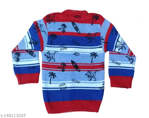 Multicolor wool sweater for boys aged 23 years, featuring printed net pattern
