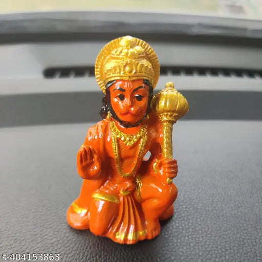 Marble Hanuman Ji Idol, 5x3cm car dashboard home decor showpiece, handcrafted in India