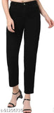 Black straight jeans with a cropped cut