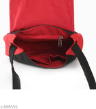 Red cotton sling bag, shoulder strap, with interior zip pocket