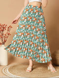 Floral pleated maxi skirt for women, western wear, ladies stylish new design