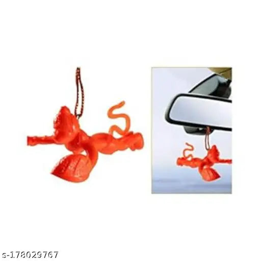 Orange plastic decorative showpiece, religious Idol (Flying Lord Hanuman) for car or home