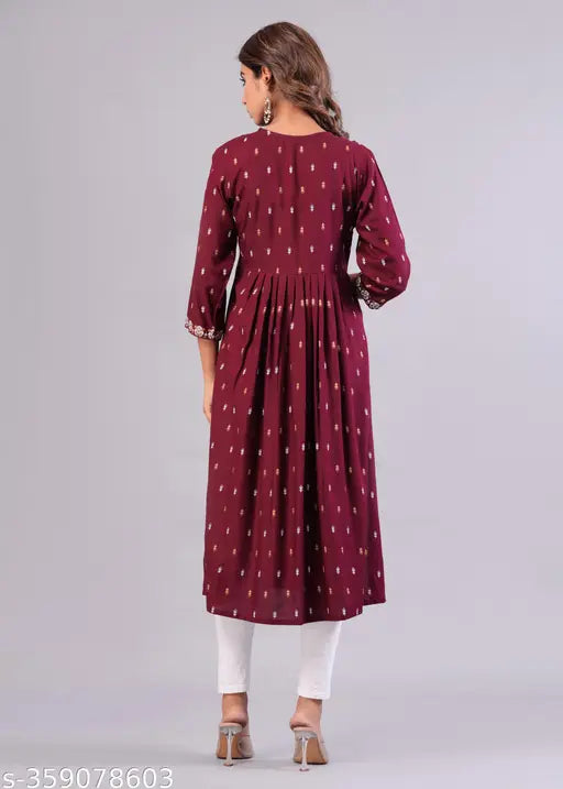 Rayon Nayara Cut Kurta, women's long-sleeved zari woven traditional Indian outfit with matching pant and dupatta