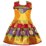 Cotton Silk Ajantha Pattu Leghanga Choli with waist belt, traditional kids Indian outfit in sleeveless design, festive wear made from high-quality zari stitch