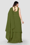 Green chiffon kameez with ruffle hem for women's formal wear