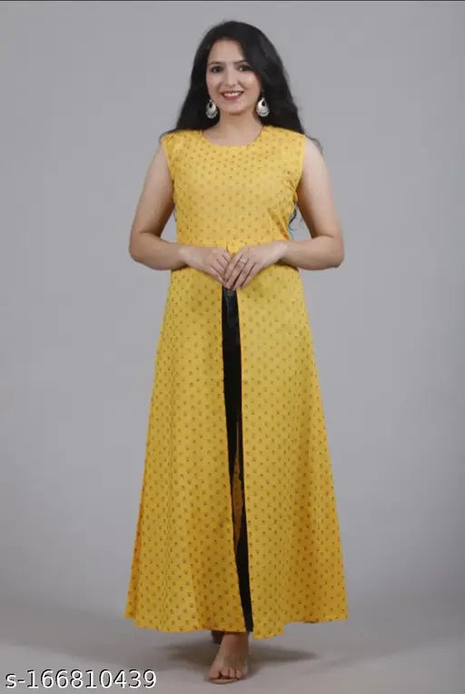 Rayon frontslit cut kurta, printed women's sleeveless kurta from India, single size (38-44in bust)