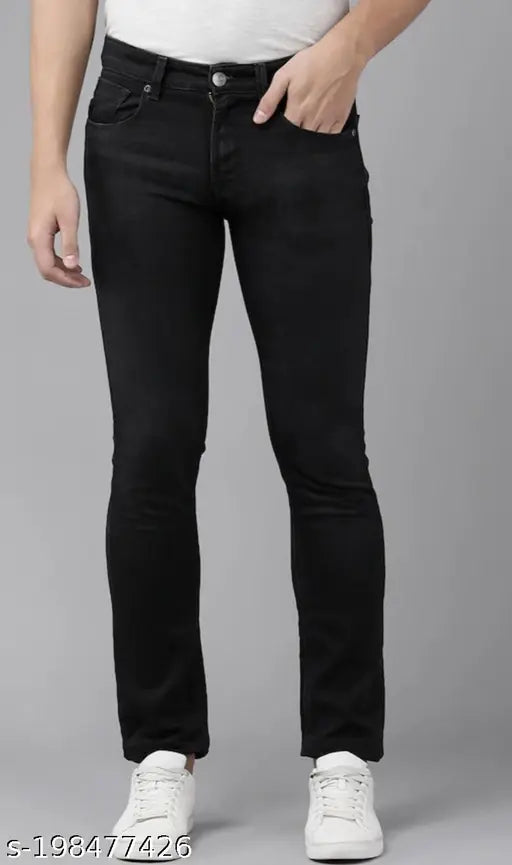 Polycotton fit jeans from Z.S GARMENTS by AGATE GARMENTS - Solid, versatile jeans for any occasion, available in sizes 26, 28, 30, and 32 (waist 28/30/32, length 39 in each). Made in India