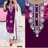 Women's rayon kurta, pant and dupatta set