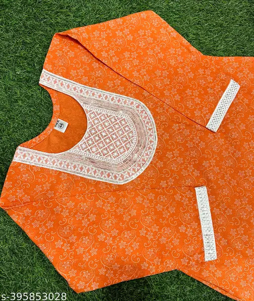 Orange kurta set with dupatta