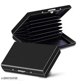 Black metal RFID blocking wallet with 7 slots for men and women, secure storage solution for credit cards