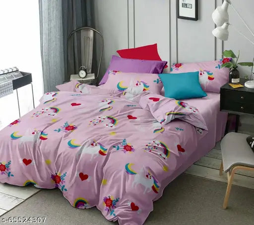 ST Glory Glace Cotton King-Size Comforter Set, polyester blend double bed linen with 2 pillow covers, India origin