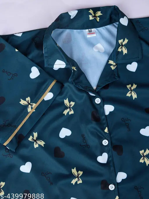 Latest printed hosiery nightdress for girls & women, short sleeve, vibrant print design