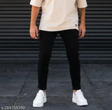 Black cotton men's jeans, plain design by Flaying Men, size 28/30/32/34/36