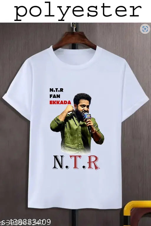 Green printed net short-sleeve shirt by NTR FAN, size S (36in chest, 34in length)