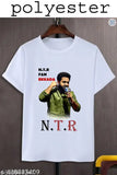 Green printed net short-sleeve shirt by NTR FAN, size S (36in chest, 34in length)