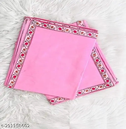Pink cotton bedsheet pack of 2, 60x90 inches, plain with floral border.