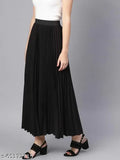 Black women's midi skirt with slits