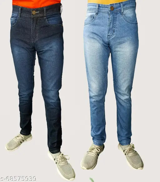 Vaasu Men's light-wash & hard-wash combo of lightweight denim jeans - India (28", 30", 34", 36")