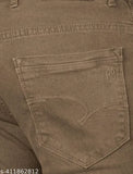 Men's beige denim jeans, comfort fit, solid mid-rise for regular fit and casual look. Size 30 (31waist, 42length, 36hip), India origin