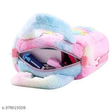 Cartoon character handbag for girls, fluffy exterior with zip closure