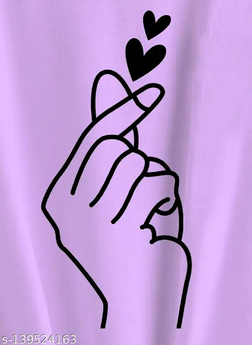 Lavender cotton crop top with hand hat print for women, featuring short sleeves and vibrant printed net design. Size S (34in bust, 16in length), made in India