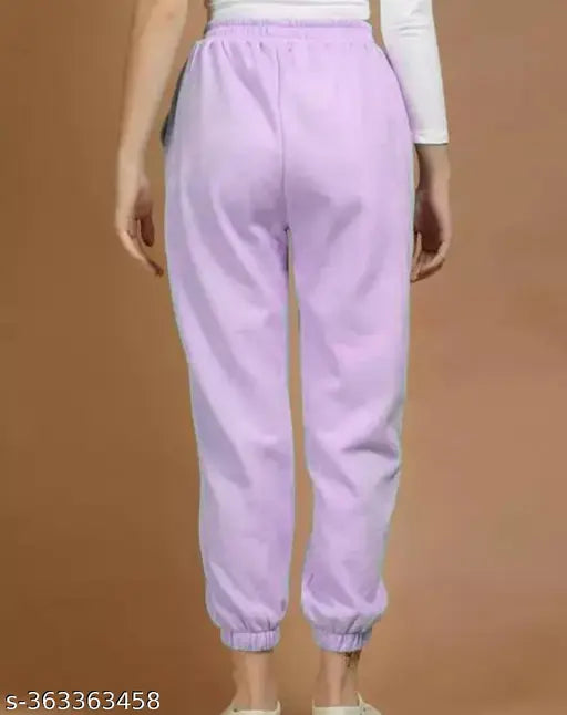 Women's/Girl's 100% Fleece Elastic Waistband Joggers with Deep Side Pockets - Solid Color, Comfortable for Sports, Gym, or Running